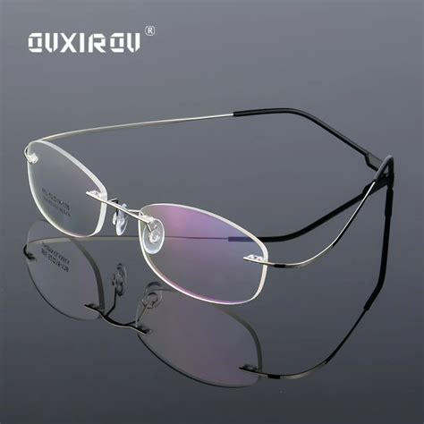 oval rimless eyeglasses for men.